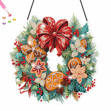 Load image into Gallery viewer, Christmas Special Shaped Diamond Painting Art Hanging Wreath (Biscuit Bow)

