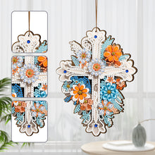 Load image into Gallery viewer, Wooden Cross 5D DIY Diamond Painting Hanging Pendant for Garden Window Decor(02)
