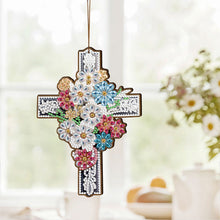 Load image into Gallery viewer, Wooden Cross 5D DIY Diamond Painting Hanging Pendant for Garden Window Decor(03)
