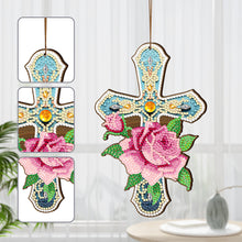 Load image into Gallery viewer, Wooden Cross 5D DIY Diamond Painting Hanging Pendant for Garden Window Decor(05)
