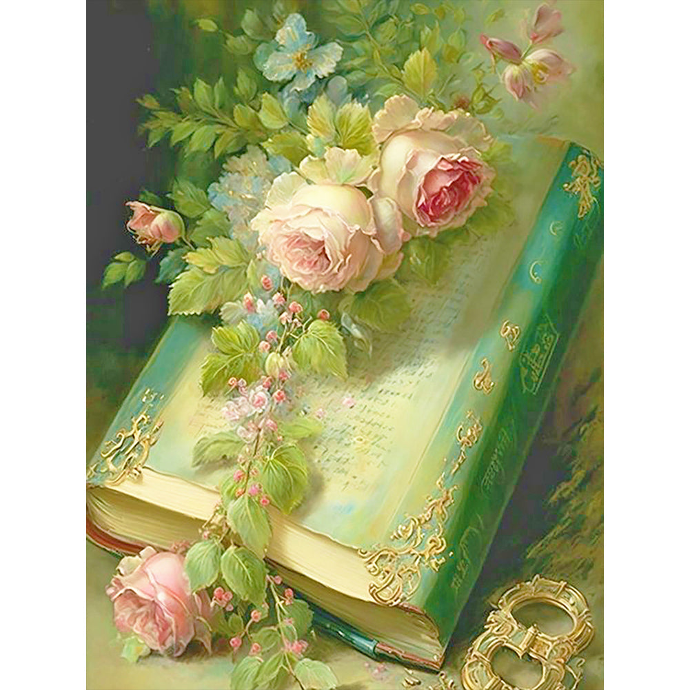 Diamond Painting - Full Round - Flowers and books (30*40CM)
