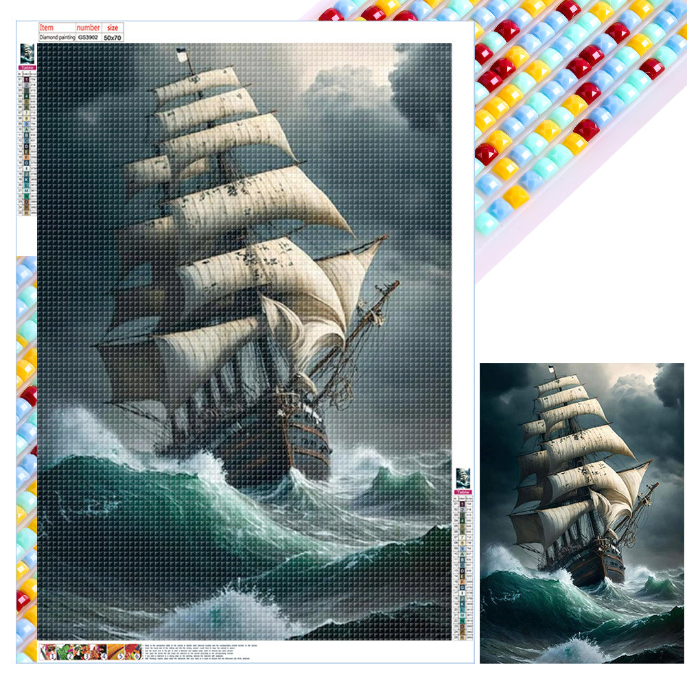 Diamond Painting - Full Square - sea sailing boat (50*70CM)