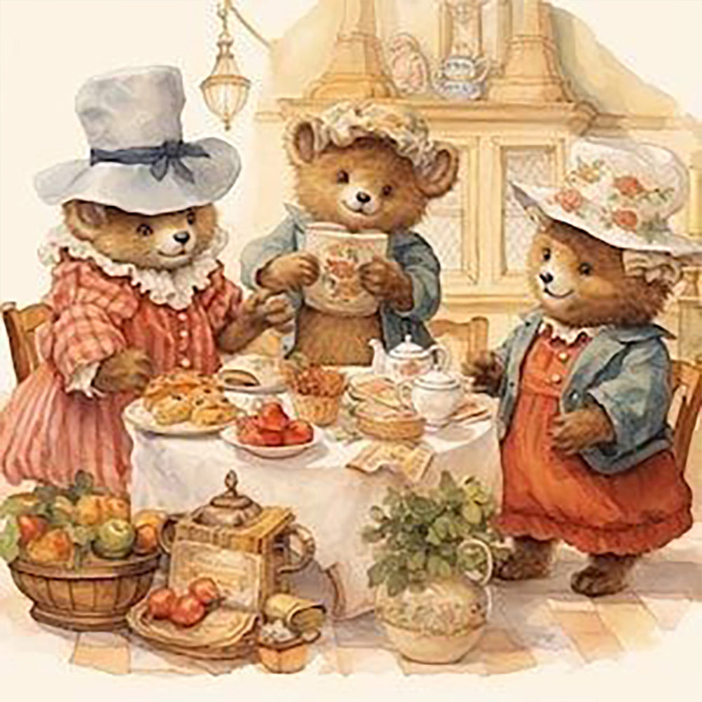 Diamond Painting - Full Round - Warm animal family (30*30CM)