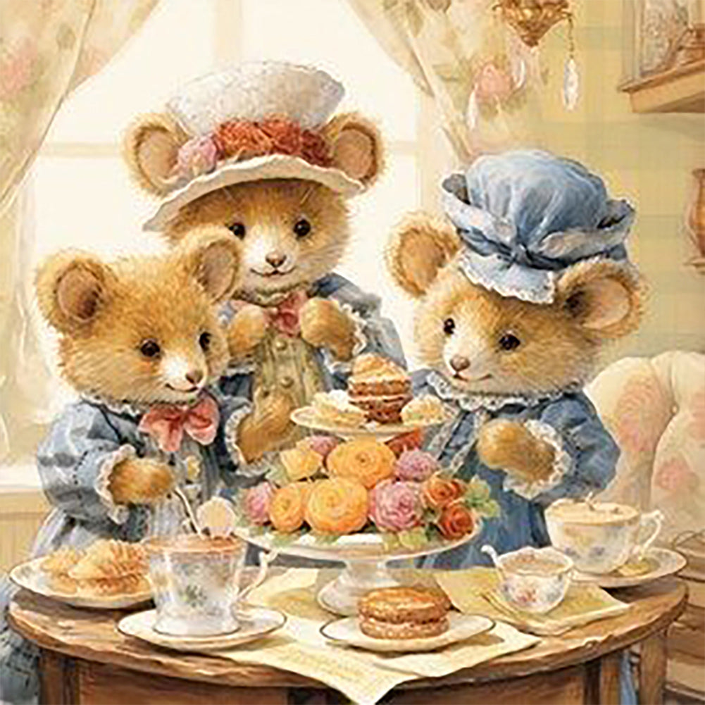 Diamond Painting - Full Round - Warm animal family (30*30CM)