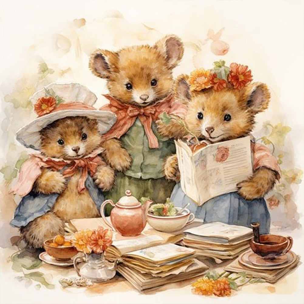 Diamond Painting - Full Round - Warm animal family (30*30CM)