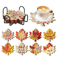 Load image into Gallery viewer, 8 PCS Acrylic Diamond Painting Art Coaster Kit with Holder (Maple Leaf Painting)
