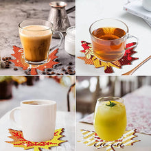 Load image into Gallery viewer, 8 PCS Acrylic Diamond Painting Art Coaster Kit with Holder (Maple Leaf Painting)

