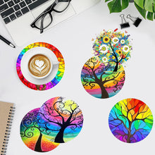 Load image into Gallery viewer, 8 PCS Acrylic Diamond Painting Art Coaster Kit with Holder (Rainbow Tree)
