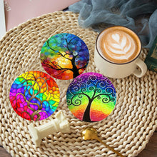 Load image into Gallery viewer, 8 PCS Acrylic Diamond Painting Art Coaster Kit with Holder (Rainbow Tree)
