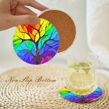 Load image into Gallery viewer, 8 PCS Acrylic Diamond Painting Art Coaster Kit with Holder (Rainbow Tree)
