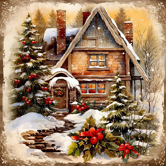Diamond Painting - Full Round - Snow cabin (30*30CM)