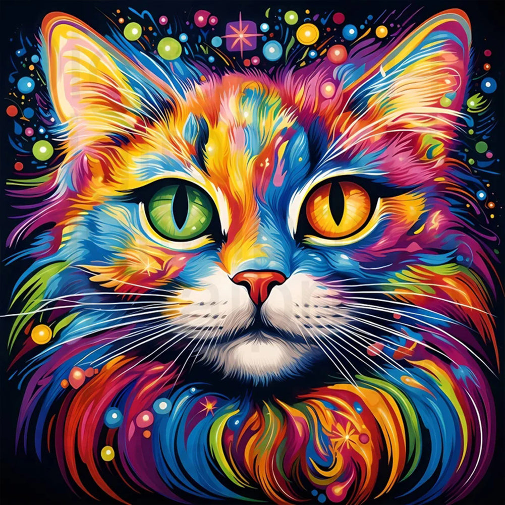 Diamond Painting - Full Round - colorful cat (50*50CM)