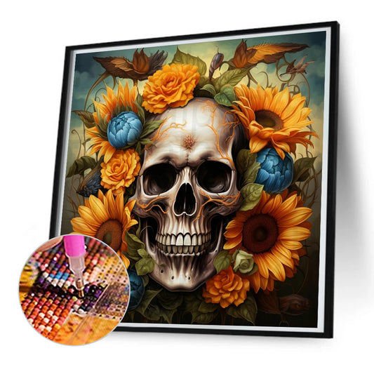 Diamond Painting - Full Round - flower skull (50*50CM)