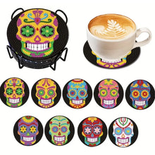 Load image into Gallery viewer, 9 PCS Acrylic Diamond Painting Coasters Kits with Holder for Adults Kids (Skull)
