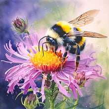 Load image into Gallery viewer, Diamond Painting - Full Round - flower and bee (30*30CM)

