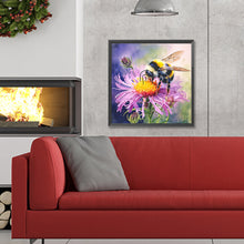 Load image into Gallery viewer, Diamond Painting - Full Round - flower and bee (30*30CM)
