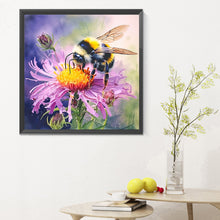 Load image into Gallery viewer, Diamond Painting - Full Round - flower and bee (30*30CM)
