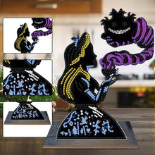 Load image into Gallery viewer, Wooden Diamond Painting Tabletop Ornaments Kit (Alice Cheshire Cat Silhouette)
