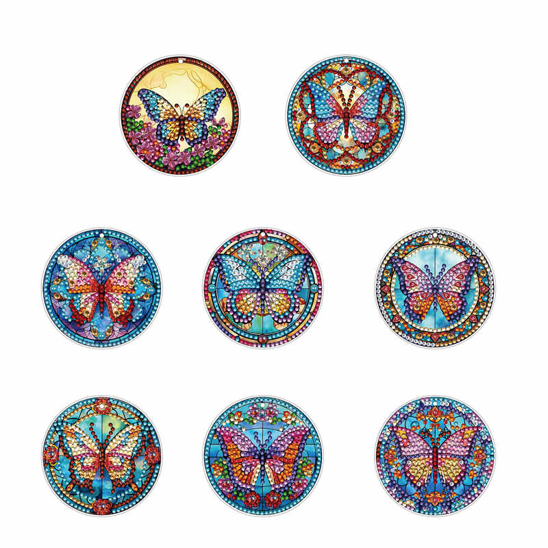 8 PCS Acrylic Christmas Tree Single-Sided DIY Diamond Painting Hanging Pendant