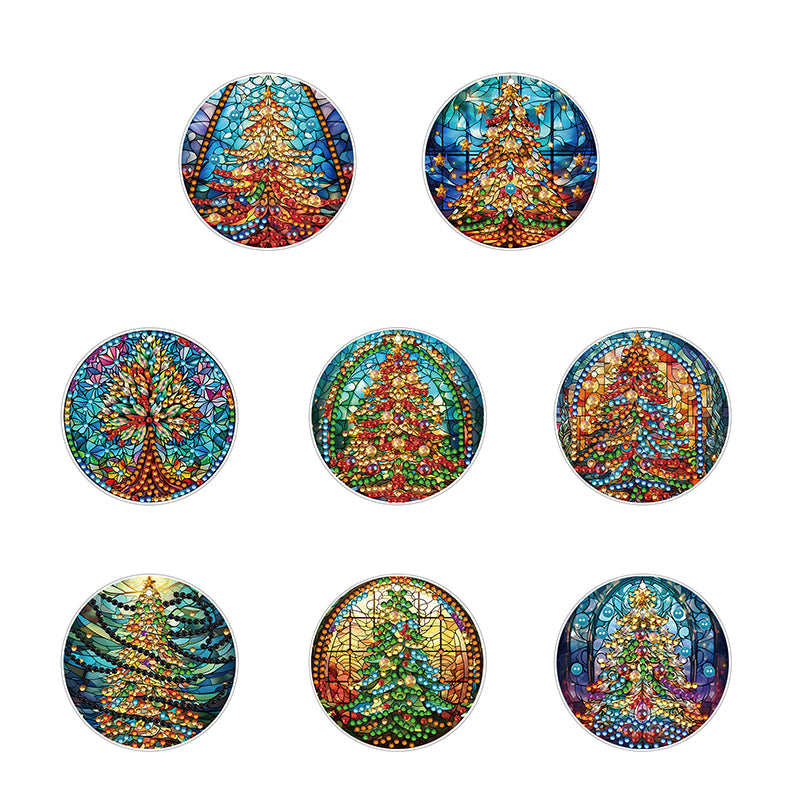 8 PCS Acrylic Christmas Tree Single-Sided DIY Diamond Painting Hanging Pendant