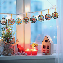 Load image into Gallery viewer, 8 PCS Acrylic Christmas Tree Single-Sided DIY Diamond Painting Hanging Pendant
