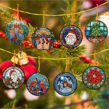Load image into Gallery viewer, 8 PCS Acrylic Christmas Tree Single-Sided DIY Diamond Painting Hanging Pendant
