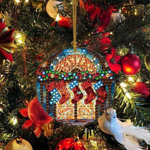 Load image into Gallery viewer, 8 PCS Acrylic Christmas Tree Single-Sided DIY Diamond Painting Hanging Pendant
