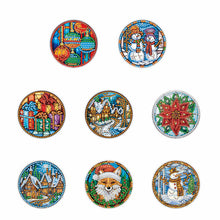 Load image into Gallery viewer, 8 PCS Acrylic Christmas Tree Single-Sided DIY Diamond Painting Hanging Pendant
