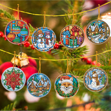 Load image into Gallery viewer, 8 PCS Acrylic Christmas Tree Single-Sided DIY Diamond Painting Hanging Pendant
