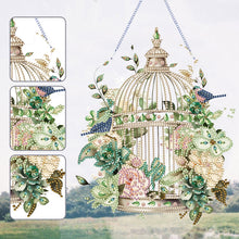 Load image into Gallery viewer, Acrylic Flower Birdcage Single-Sided DIY Diamond Painting Hanging Pendant (#6)
