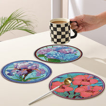 Load image into Gallery viewer, 4 PCS Acrylic Diamond Painted Placemats Tableware Mat with Holder (Glass Flower)
