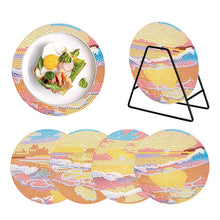 Load image into Gallery viewer, 4PCS Acrylic Diamond Painted Placemats Tableware Mat with Holder(Beach Sea Wave)
