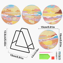 Load image into Gallery viewer, 4PCS Acrylic Diamond Painted Placemats Tableware Mat with Holder(Beach Sea Wave)
