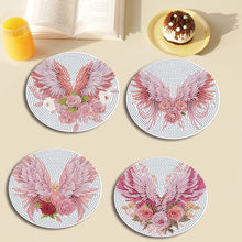 Load image into Gallery viewer, 4 PCS Acrylic Diamond Painted Placemats Tableware Mat with Holder (Pink Feather)
