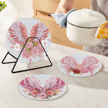 Load image into Gallery viewer, 4 PCS Acrylic Diamond Painted Placemats Tableware Mat with Holder (Pink Feather)
