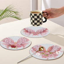 Load image into Gallery viewer, 4 PCS Acrylic Diamond Painted Placemats Tableware Mat with Holder (Pink Feather)
