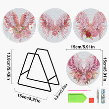 Load image into Gallery viewer, 4 PCS Acrylic Diamond Painted Placemats Tableware Mat with Holder (Pink Feather)
