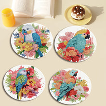Load image into Gallery viewer, 4 PCS Acrylic Diamond Painted Placemats Tableware Mat with Holder(Flower Parrot)
