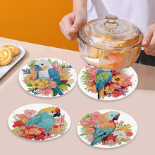Load image into Gallery viewer, 4 PCS Acrylic Diamond Painted Placemats Tableware Mat with Holder(Flower Parrot)
