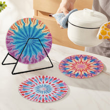 Load image into Gallery viewer, 4 PCS Acrylic Diamond Painted Placemats Tableware Mat with Holder (Fractal Art)
