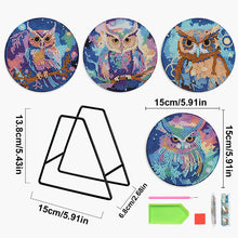 Load image into Gallery viewer, 4 PCS Acrylic Diamond Painted Placemats Tableware Mat with Holder (Owl)
