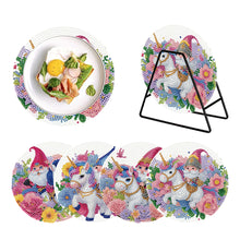 Load image into Gallery viewer, 4 PCS Acrylic Diamond Painted Placemats Tableware Mat with Holder(Unicorn Gnome)
