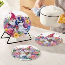 Load image into Gallery viewer, 4 PCS Acrylic Diamond Painted Placemats Tableware Mat with Holder(Unicorn Gnome)
