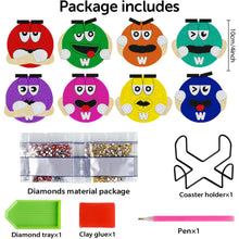 Load image into Gallery viewer, 8 PCS Wooden Diamond Painting Coasters Kits with Holder for Adult Kid (M Bean)
