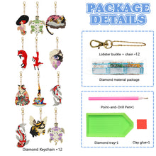 Load image into Gallery viewer, 12 PCS Fox Cat Double Sided Diamond Painting Keychain for Beginners Adults Kids
