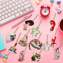Load image into Gallery viewer, 12 PCS Fox Cat Double Sided Diamond Painting Keychain for Beginners Adults Kids
