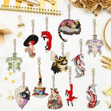 Load image into Gallery viewer, 12 PCS Fox Cat Double Sided Diamond Painting Keychain for Beginners Adults Kids

