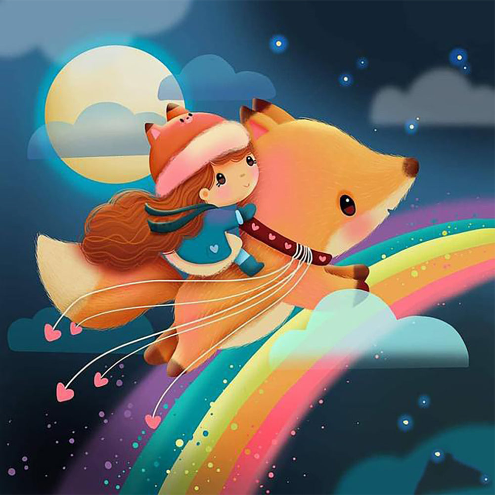Diamond Painting - Full Round - fox and girl (40*40CM)