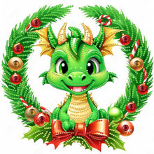 Load image into Gallery viewer, Diamond Painting - Partial Special Shaped - Green little dinosaur (30*30CM)
