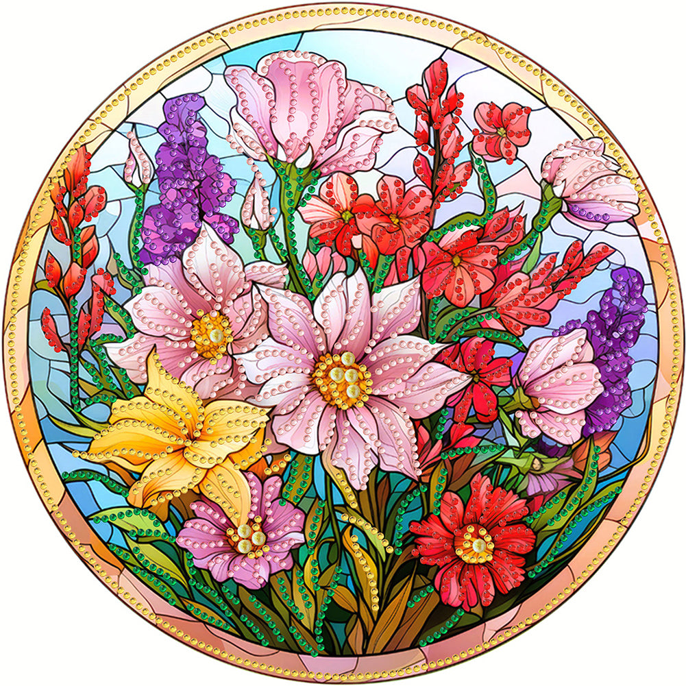 Diamond Painting - Partial Special Shaped - blooming flowers (30*30CM)